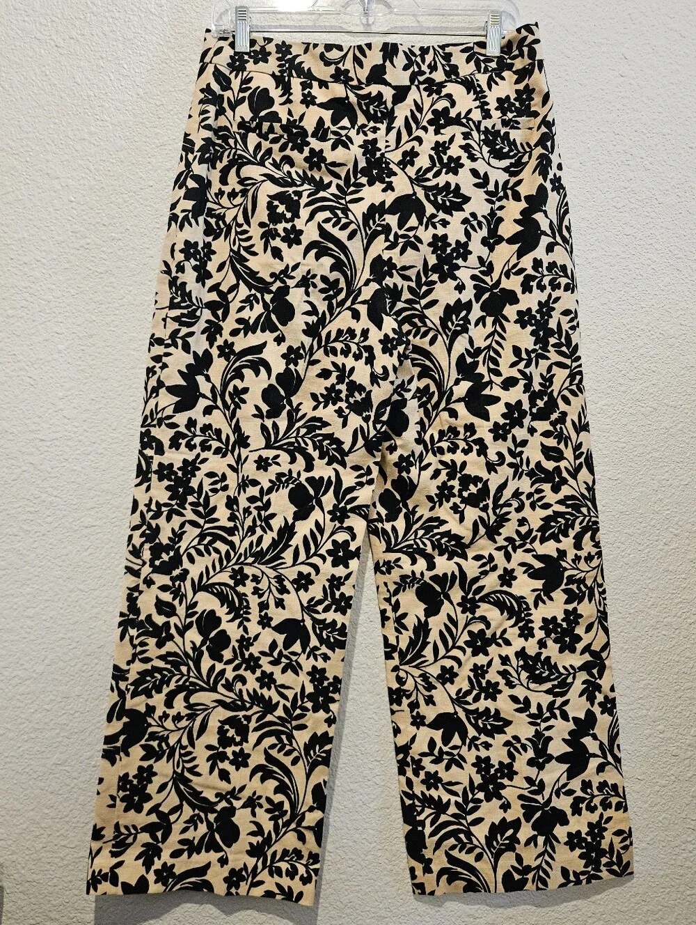 Sezane Martin Crop Nora Print Trousers Linen Blend Floral Pants Size 8